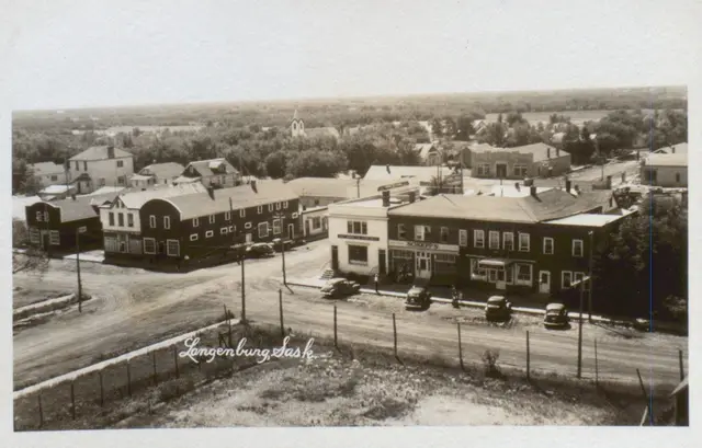 Aerial view of Langenburg's main street
